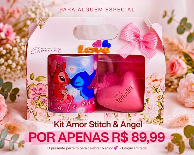 KIT PRESENTE XÍCARA DE PORCELANA COM SABONETE E CORACAO DE PELÚCIA EM UMA LINDA MALETA