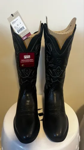 Bota country ARIAT HERITAGE feminina preta bico redondo