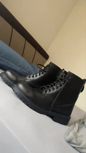 Bota Coturno Masculino Preta Couro Cano Médio Tratorada Nº 41 Nova