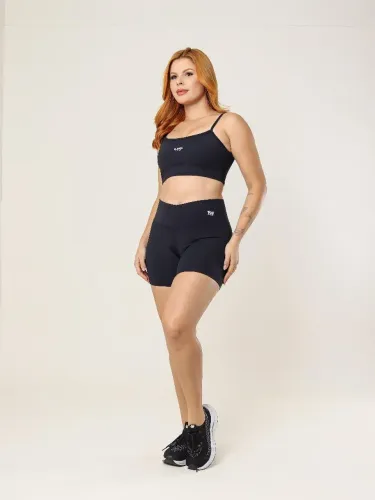 CONJUNTO TOP FORRADO + SHORT COM CÓS REBATIDO EM POLIAMIDA PREMIUM 