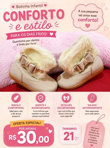 BOTINHA FEMININA INFANTIL N° 21