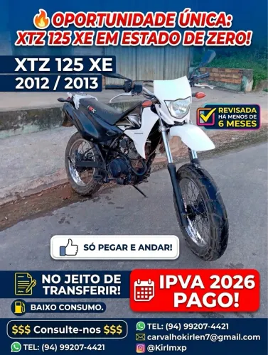 ? XTZ 125 XE 2013 - Impecável, IPVA 2026 Pago e Só Pegar e Andar!