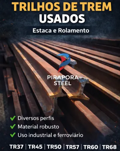 Trilhos de Trem & Acessórios - Mata Burro - Moega - Estaca - Escoramento - Ponte Rolante