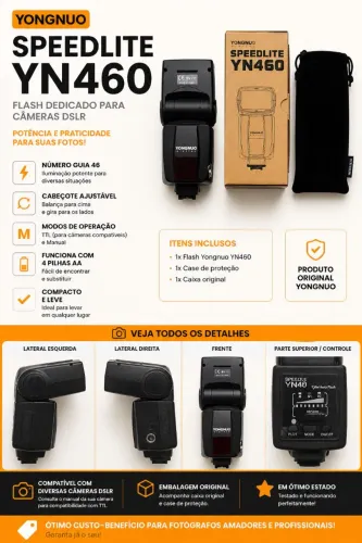 FLASH YOUNGNUO YN-460 PRATICAMENTE SEM USO