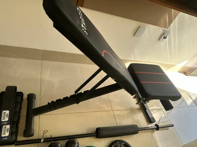Kit treino em casa acessórios e banco reclinável