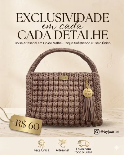 Bolsa de crochê artesanal