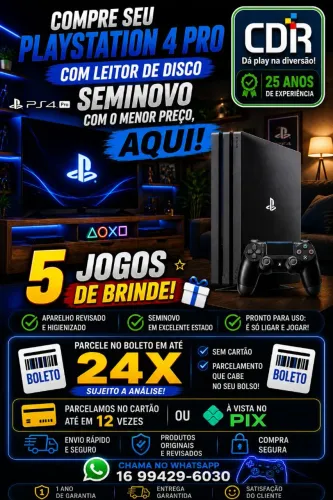 Playstation 4 Pro Seminovo e 1 Ano de garantia 
