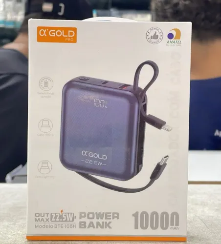 Power Bank 10.000mAh BTE-105H AGOLD 22.5W Carregador Portátil