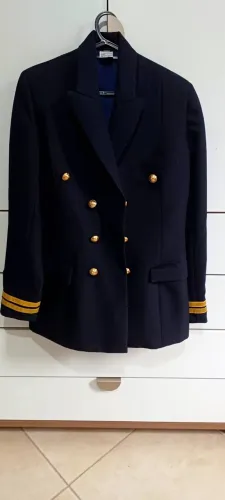 Uniforme azul-ferrete Jaquetão feminino com insígnia de punho CT(capitão-Tenente) Marinha