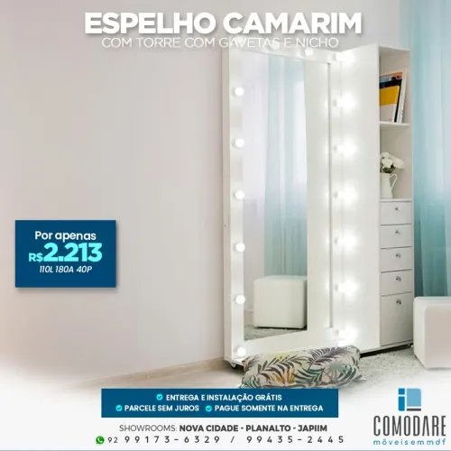 Espelho Camarim com Torre e Gavetas - R$ 2.213