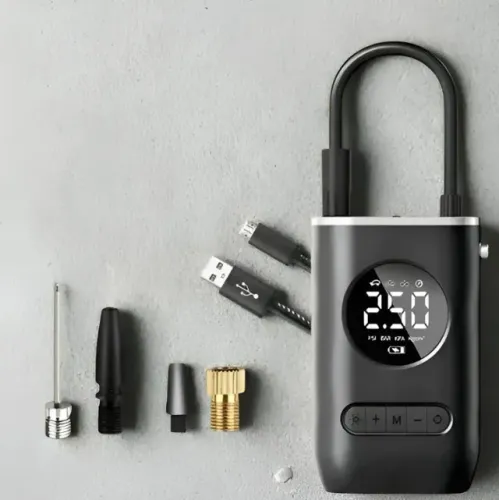 Compressor De Ar Digital Mini Portátil Recarregável Usb-c Para Pneus De Bicicleta Moto Car