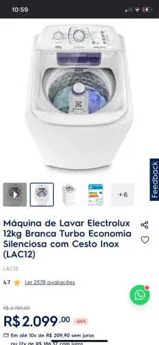 Máquina de lavar Electrolux 12kg