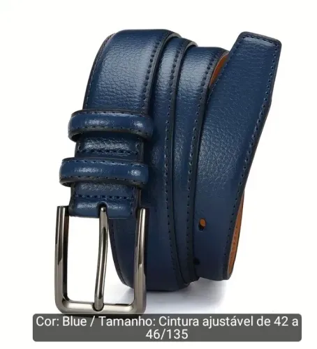 Cinto de couro Masculino Azul Novo