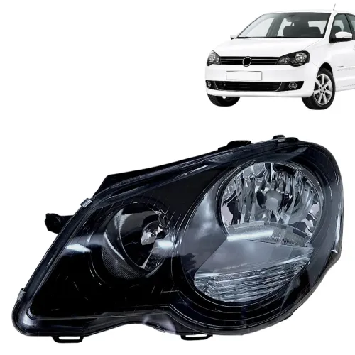 Farol Esquerdo Polo 2007 2008 2009 2010 a 2012 Mascara negra