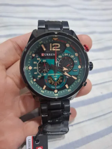 Relógio Masculino Curren de Luxo - Preto com verde (Novo)