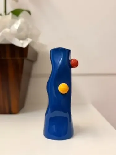 Vaso Decorativo de Cerâmica Azul Moderno
