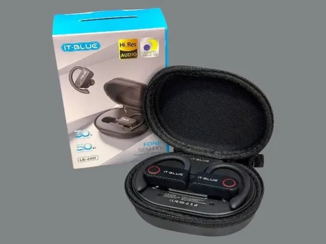 Fone de Ouvido Bluetooth Esportivo IT-BLUE - Gancho Anti-Queda (Novo)