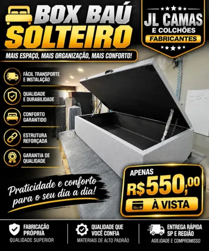 BOX BAÚ SOLTEIRO 88x1,88 Diretamente da fábrica ?