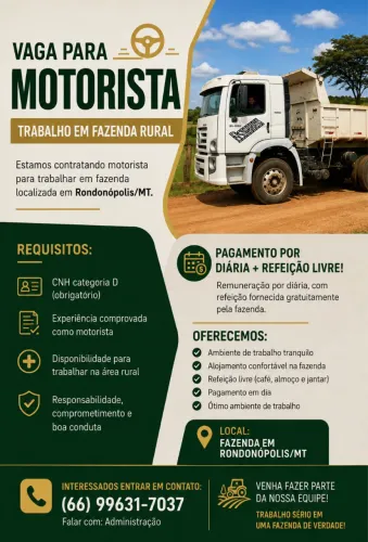 Vaga de emprego para motorista