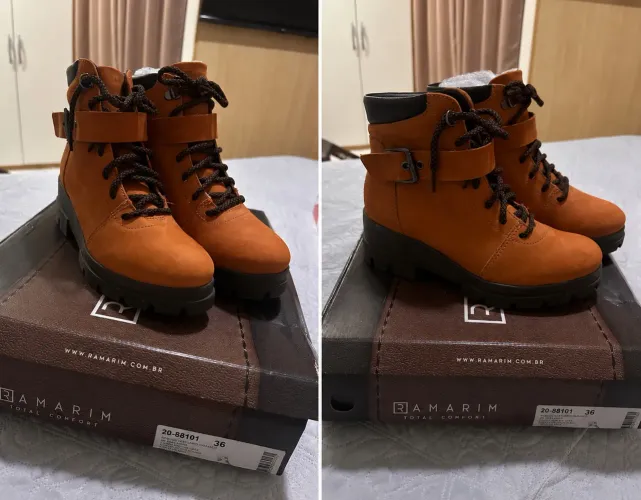 Bota Coturno Ramarim Feminina Nº 36 Cor Café - Nova na Caixa