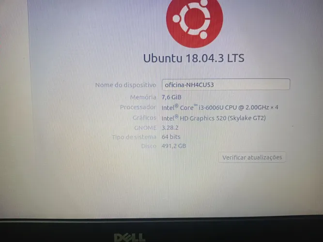 Notebook dell tela de 15 pol