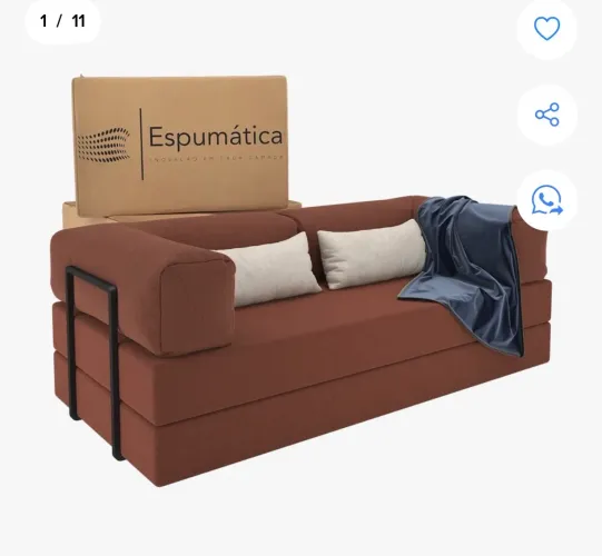 Sofá-cama Casal Espumatica Cor Terracota