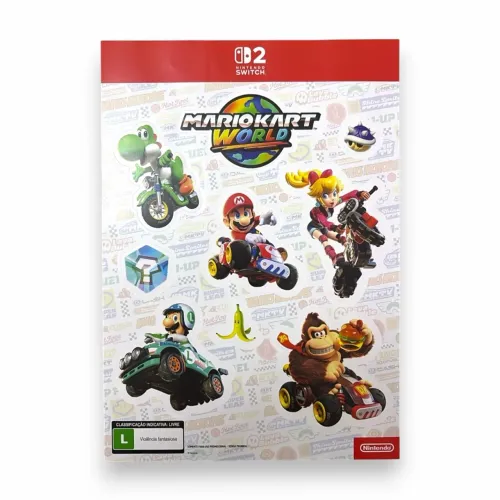 Cartela de Adesivos Mario Kart World Nintendo 29,6x21cm