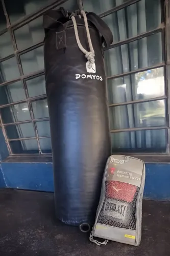 Saco de boxear com par de luvas