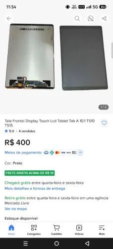 Tela frontal touch LCD tablet 10.1 T510