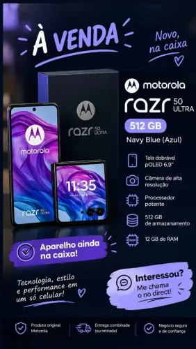 Vendo Smartphone Motorola Razr 50 Ultra 512GB Navy Blue (Azul), novo, ainda na caixa