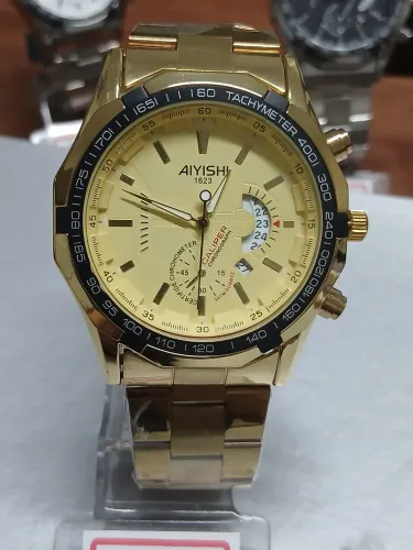 Relogio Aiyishi 1823. Calendário. Mostrador elegante. Caixa cromada!