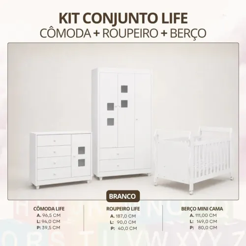 Quarto de bebê Life - Branco