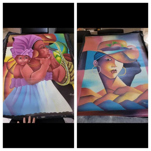 Telas novas pintura a óleo original Haitiana grandes 750 cada