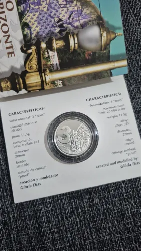 Moeda comemorativa - 3 reais - 100 anos de BH
