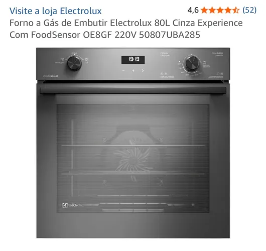 Forno de Embutir Electrolux Experience OE8GF - 80L
