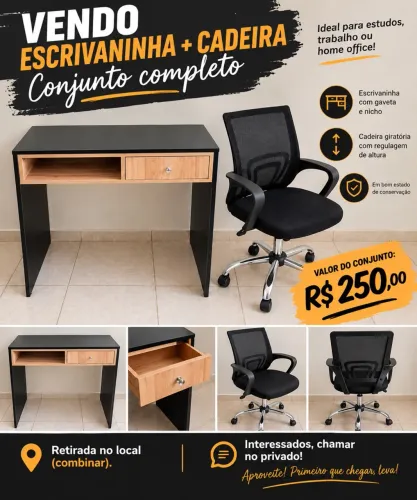 ESCRIVANINHA E CADEIRA DE ESCRITÓRIO 