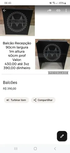 Balcão preto entregamos em alguns bairros