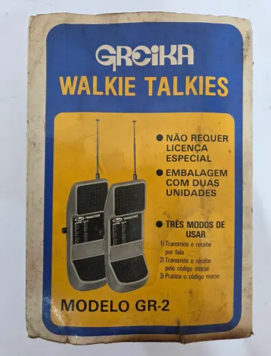 PAR DE WALKIE TALKIES GREIKA GR-2 COM CAIXA ORIGINAL VINTAGE