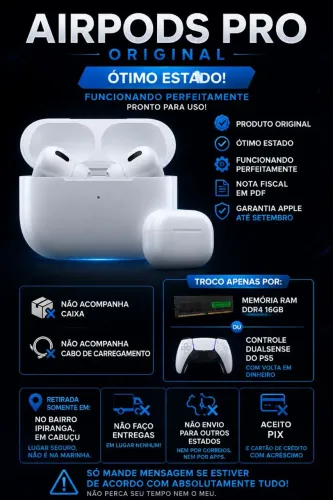 AirPods Pro Original C/ Nota Fiscal - LEIA A DESCRIÇÃO!!