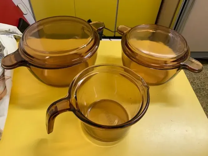 Conjunto Panelas Vision 3 Peças em Vidro Âmbar - 2 Caçarolas + Leitera