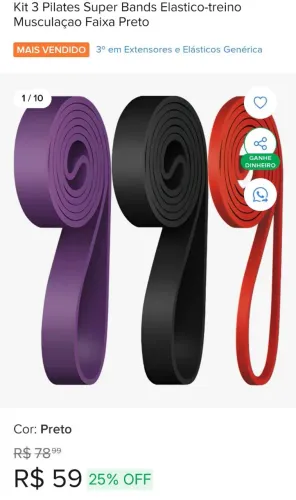 Kit 3 pilares super bands elastico treino musculação 