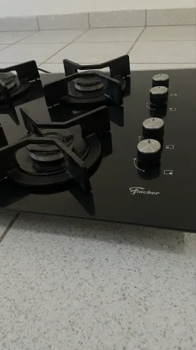 Cooktop a Gás de Embutir Fischer - 4 Bocas - Vidro Preto