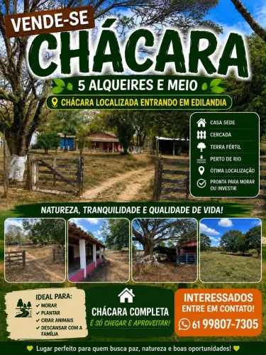 Vende-se Chácara a 8km de Edilandia goias