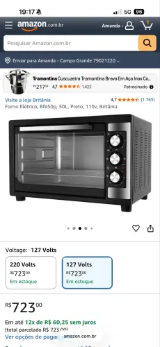Forno elétrico britânia 50 litros