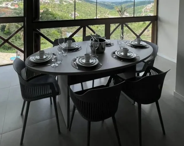 Mesa Oval MDF 2m x 1m cinza