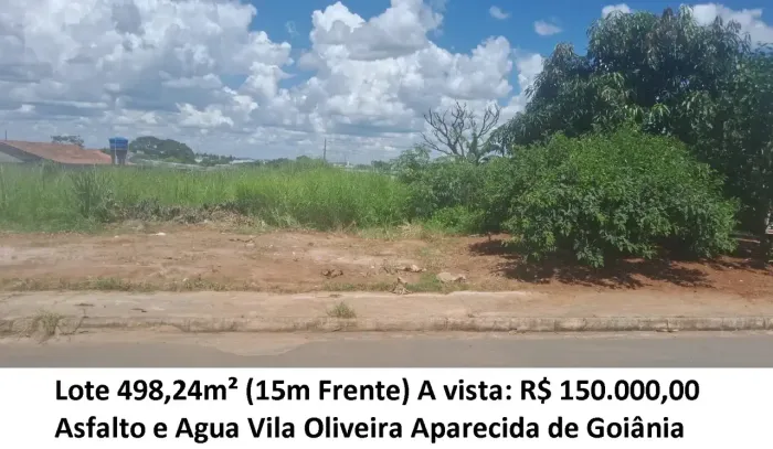 Leia a descrição: Lote 498,24m² (Asfalto e Agua) Vila Oliveira