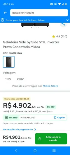 Geladeira inverter Midea side by side