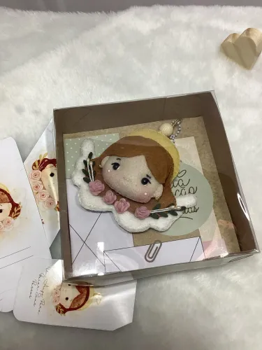 Chaveiro Anjinha em Feltro com Tag Personalizada e Embalagem 