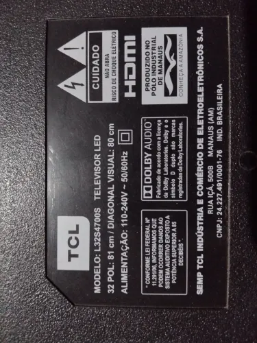 Tv TCL 32pol com defeito