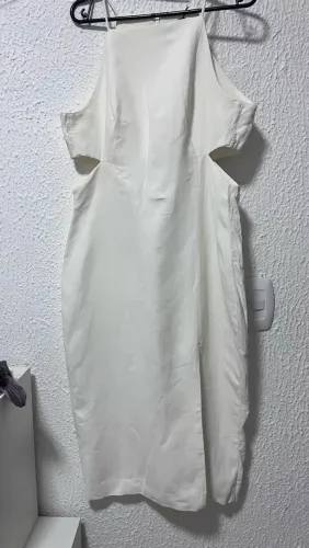 Vestido Animale midi branco crepe tamanho M